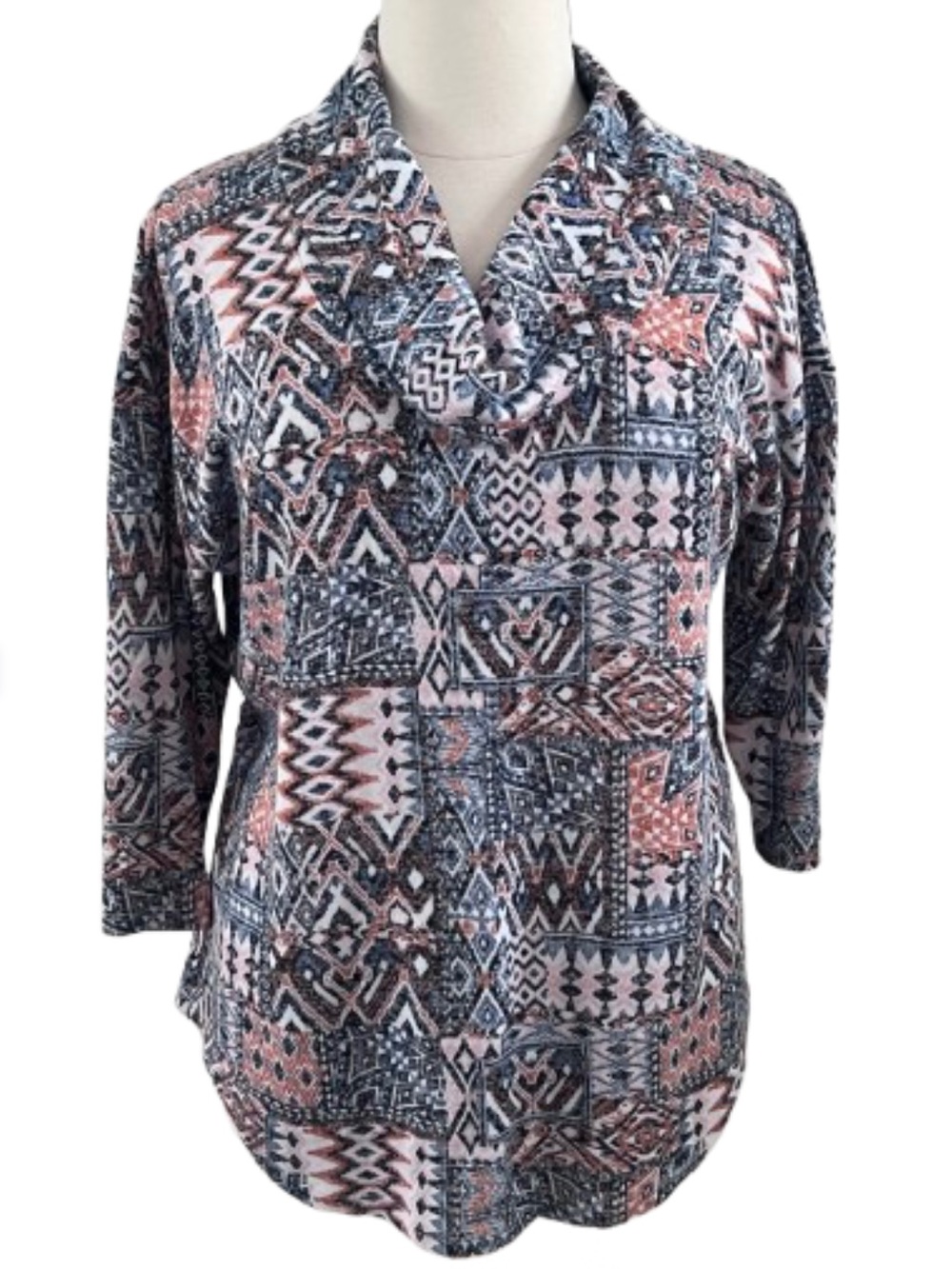 Geometric Cowl Neck Tunic